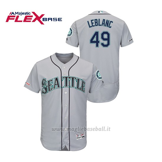 Maglia Baseball Uomo Seattle Mariners Wade Leblanc 150th Aniversario Patch Autentico Flex Base Grigio